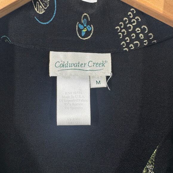 Coldwater Creek Top Women Size M Black Shell Button Down Made in USA Giraffe - Picture 5 of 7